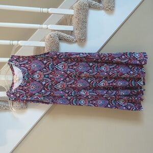 Women's Loft Navy/Red Paisley Sleeveless Dress, Size Medium